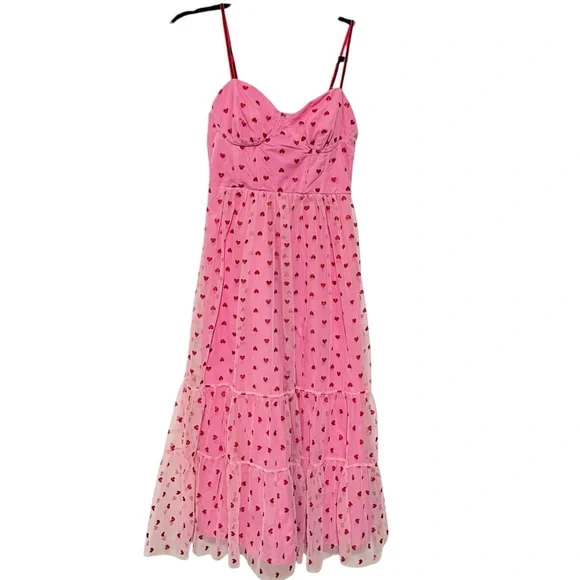Betsey Johnson Classically Pink Heart Dress Size 4 Valentine's Red Glitter NEW - Picture 13 of 16